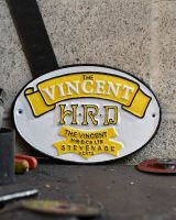 "Vincent Motorcycles" Cast Iron Automobilia Reproduction Sign - Thumbnail