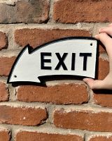 Cast iron arrow shaped exit wall sign