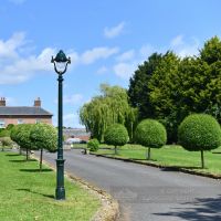 Vintage Green Opulent Cast Iron Lamp Post Installed In Period Driveway