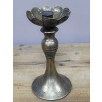 Close-Up of Vintage Metal Indoor Single Candle Holder