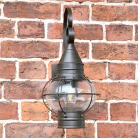 Front View of the Vintage Round Caged Wall Lantern
