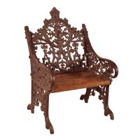 Vintage Victorian Rustic Cast Iron & Wood One Seat Bench in a Rustic Finish