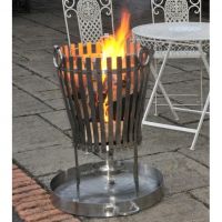 "Deluxe Vulcan" Black Stainless Steel Log burner & BBQ in Situ Outside