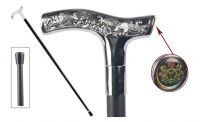 Coat of Arms Polished Steel Walking Stick