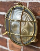 Antique Brass Nautical "Bow" Wall Light In Situ 
