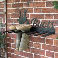 Wall Mounted Duck Iron Boot Holder in Situ Holding Wellys