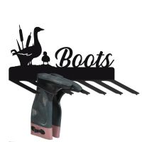 Wall Mounted Duck Iron Boot Holder Finished in Black