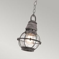 Detailing on Walton Traditional Orb Hanging Ceiling Light in Weathered Finish