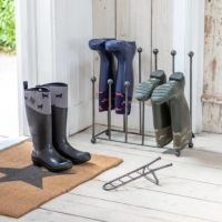 Modern Steel Welly Rack - Six Pairs in Situ