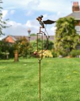  Bird Wearing Top Hat on Rocking Garden Spike 