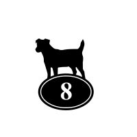 Jack Russell Iron House Number Sign On White Background 