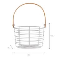 White Wire Utility Basket with Bamboo Handle Measurements
