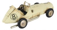 Vintage White Sports Car Replica Ornament Side View