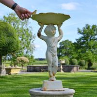 Rustic Cream Bird Bath to Scale