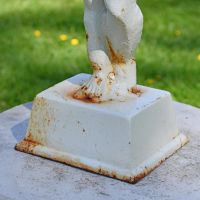Close-up of the Base on the Cream Cherub Bird Bath