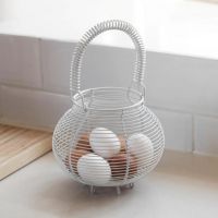 White Wire Egg Basket with Handle