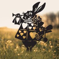 Rabbit With Trumpet Silhouette in Use in a Field