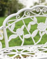 Classic White "Tri-Floral" Two Seater Garden Bench