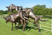 "Buckenall" Sculpture of Leaping Whitetail Wildebeests