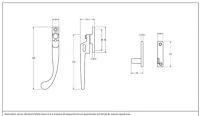 Bright Chrome Peardrop Locking Window Fastener Dimensions