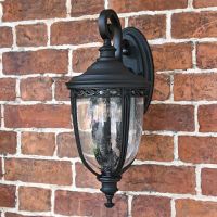Traditional Extra Large Top Fix Black Wall Lantern in Situ