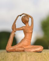 Rustic Cast Iron Woman In Yoga Pose Garden Sculpture