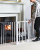 Woman Next to Young Child Protection Fire Guard 