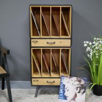 Wood & Metal Retro Filing Cabinet with Drawers in Situ