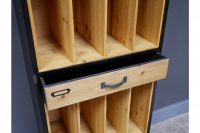 Wood & Metal Retro Filing Cabinet with Drawers Close Up