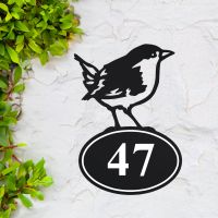 Wren Bird House Number Sign