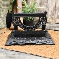 Black Bishton Mallery Boot scraper on door matt
