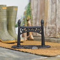 Black Cast Iron Scroll Design Boot Scraper