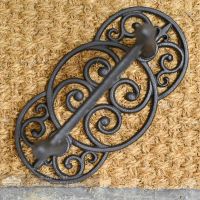 Black Cast Iron Scroll Design Boot Scraper