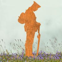 Rustic Grave Marker Ground Spike with WW2 Soldier Motif
