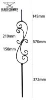 Set of 2 Matte Black "Langford" and "Enfield" Steel Stair Spindles - Spindles Dimensions