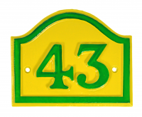Yellow and Green painted Arched House Number Sign
