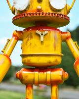 Close up of yellow robot body