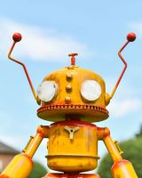 Close up of yellow robot head
