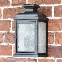 York Traditional Aged Copper Wall Lantern in Situ on a Brick Wall