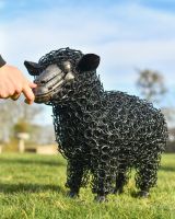Rustic Bed Spring Sheep Sculpture Black to scale