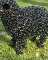 Close up of sheep"s body, made from recycled bed springs