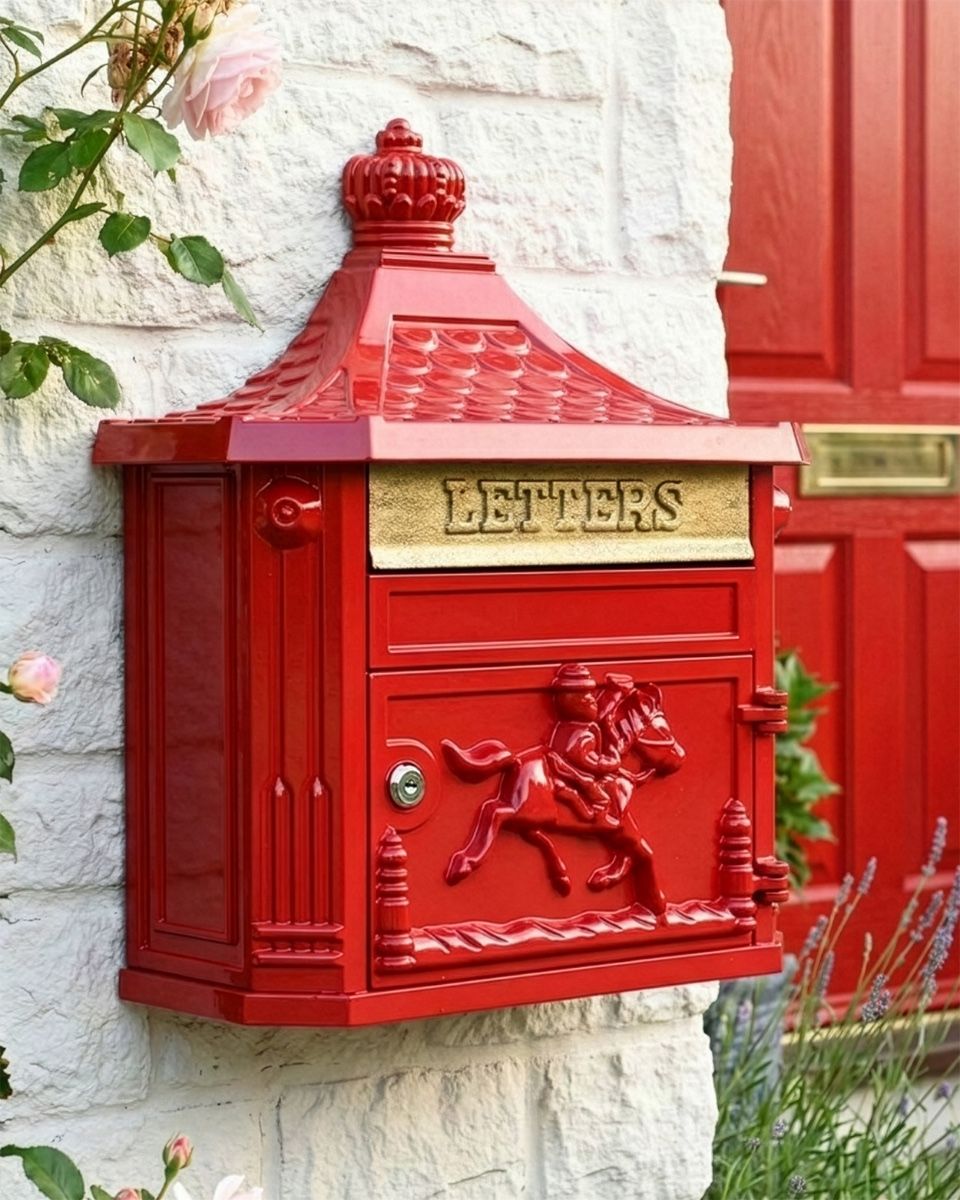 -“Scorched Cranberry” Red Huntingdon Wall Mounted Post Box digital illustration
