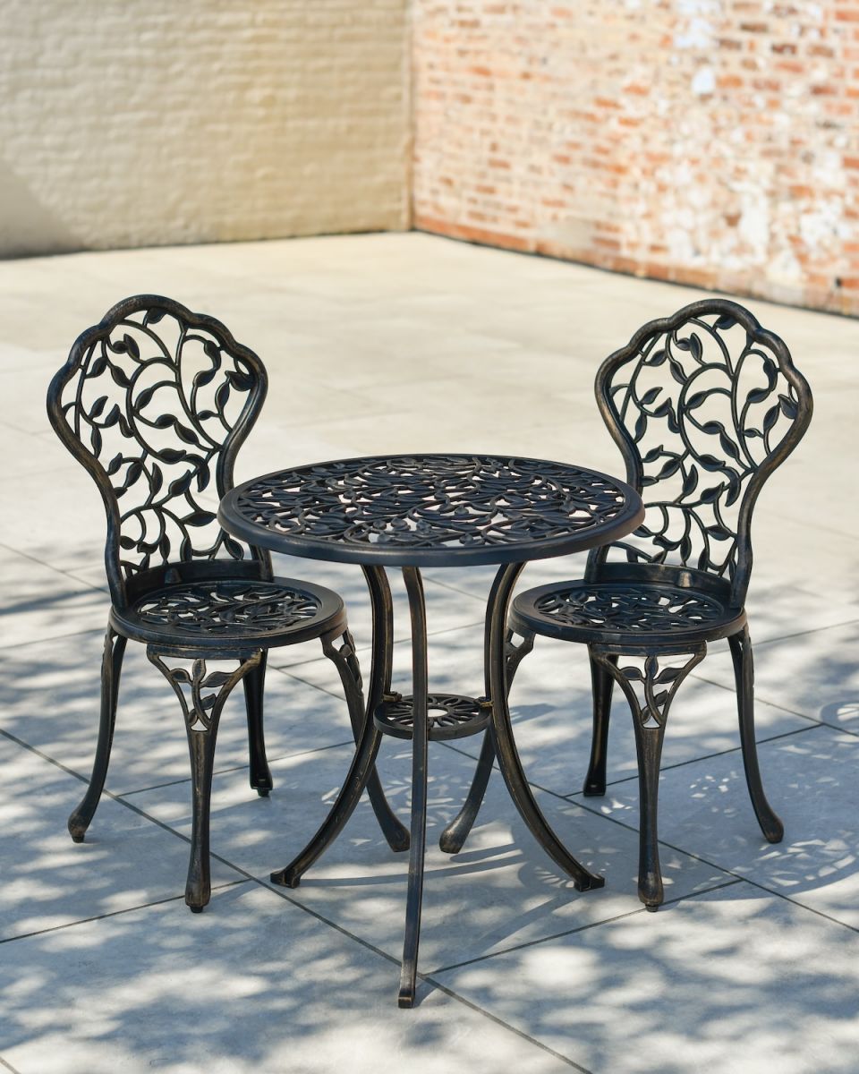 Cast Aluminium "Rosette" Bronze Two Seater Bistro Set
