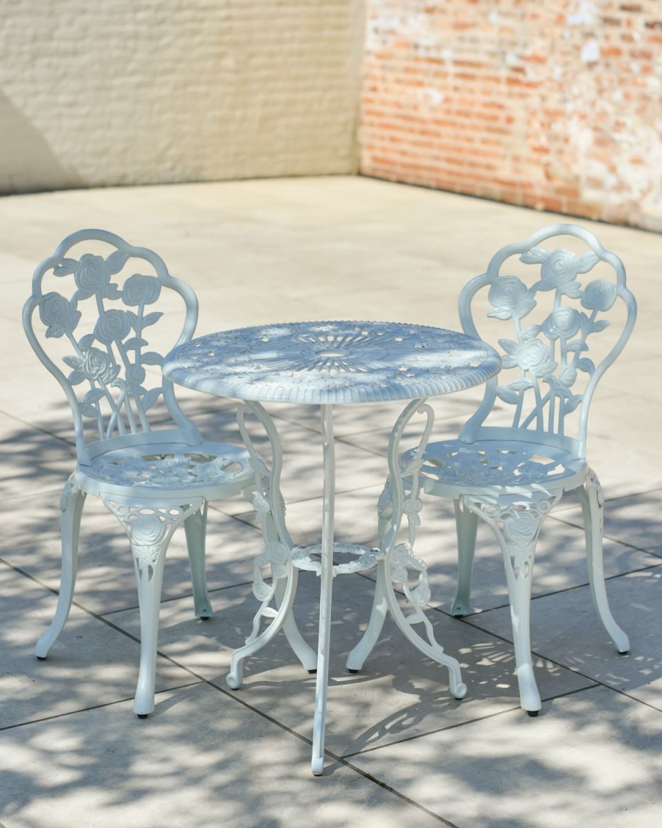 Cast Aluminium "Blossom" White Two Seater Bistro Set