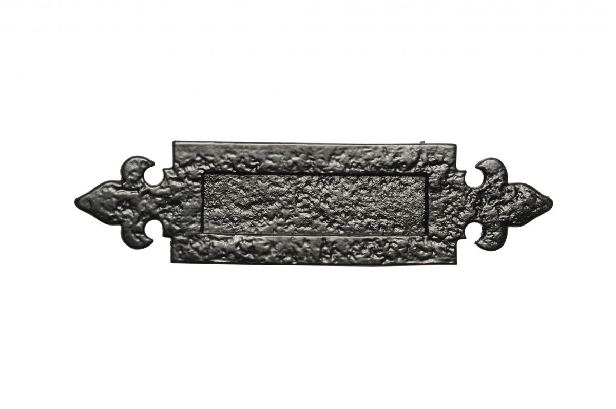 14¼" Antique Black Iron Fleur-De-Lys Inspired Door Letter Plate