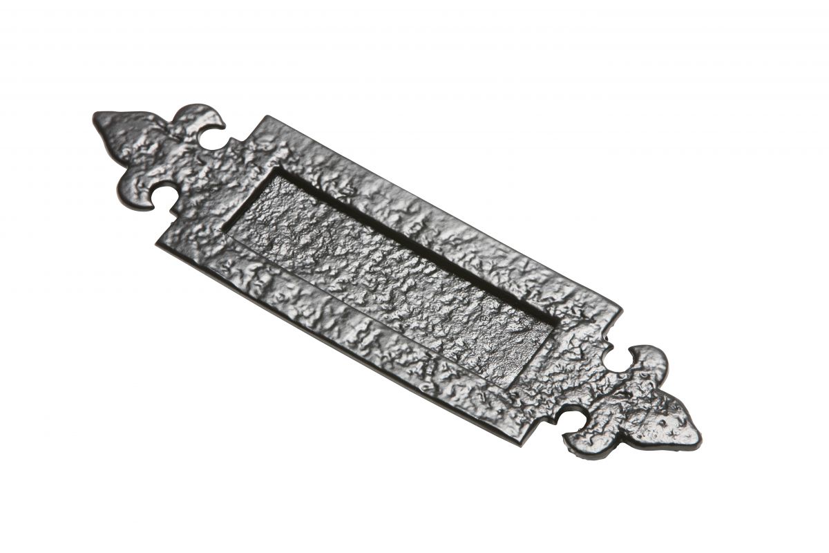14¼" Antique Black Iron Fleur-De-Lys Inspired Door Letter Plate