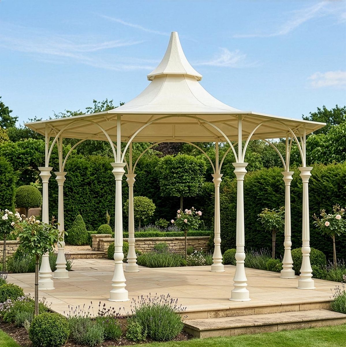 "Lady Antoinette" Large Cream Garden Bandstand Finished in Cream Digital Illustration