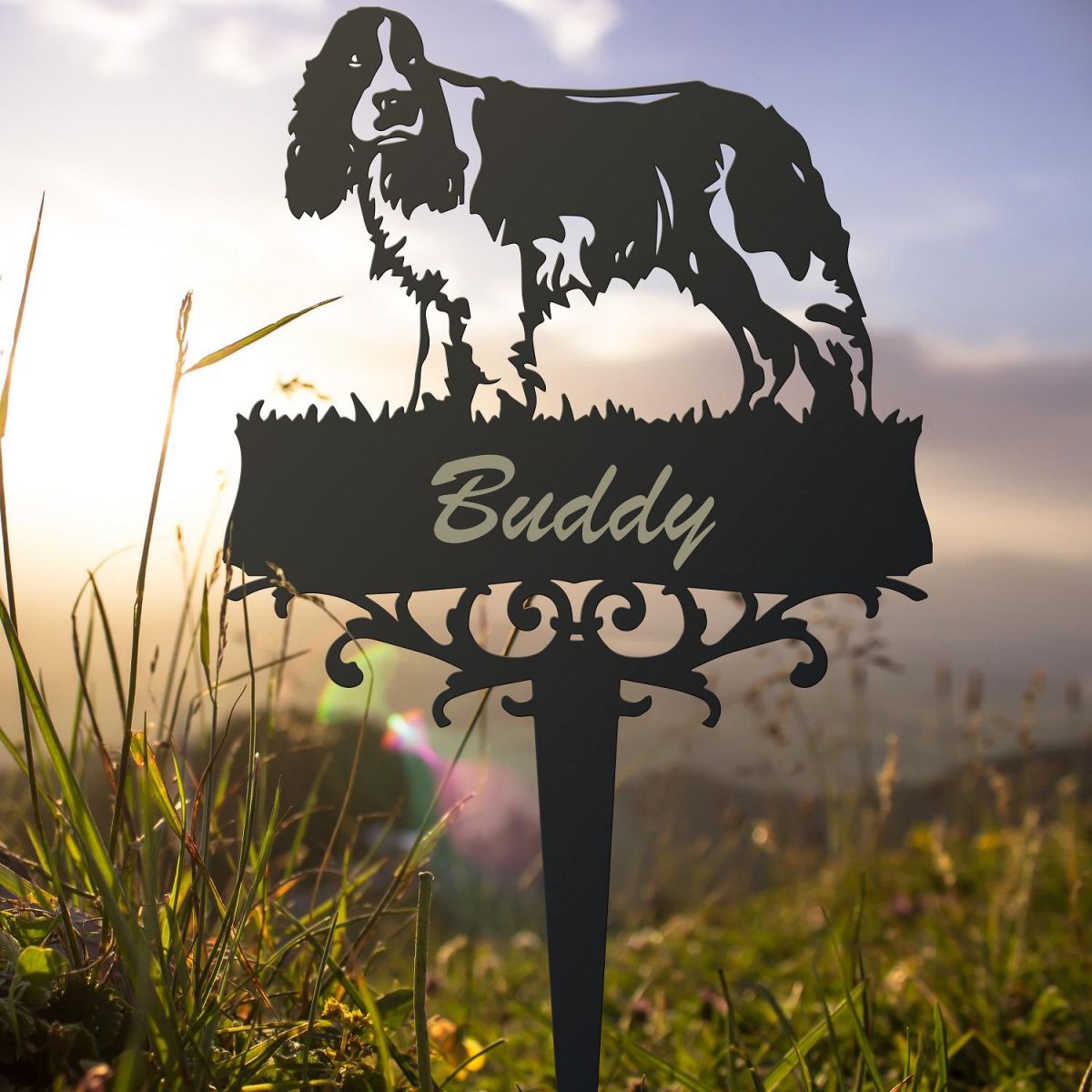 English Springer Spaniel Memorial Ground Spike with Personalisation 