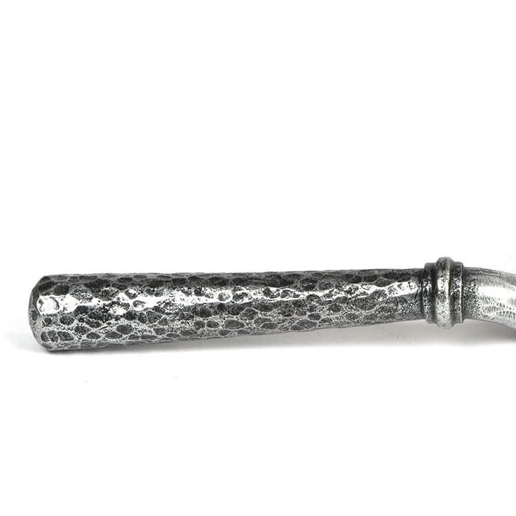 Close-Up of Handle for 16mm Hammered Pewter Espagnolette Window Handle - Left Hand