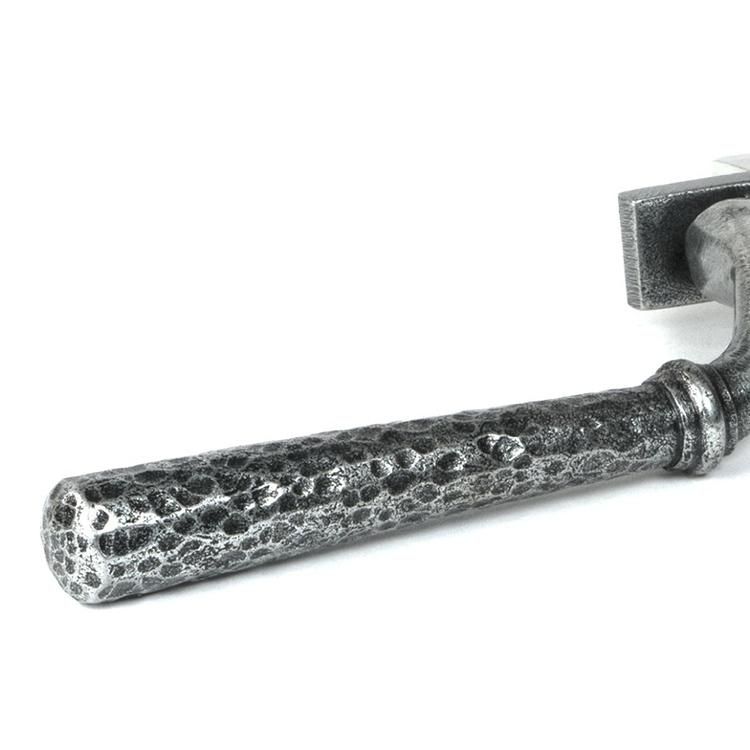 Close-Up of Handle for 16mm Hammered Pewter Espagnolette Window Handle - Right Hand